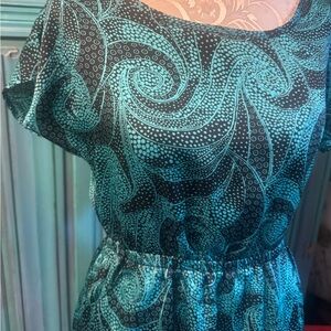 Dina Be Teal and Black Swirl Dress
